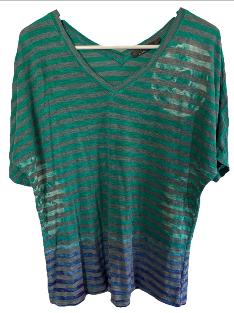 PrAna-Shirt Women's Lightweight Outdoor Stripes Organic Cotton Active Sz Medium